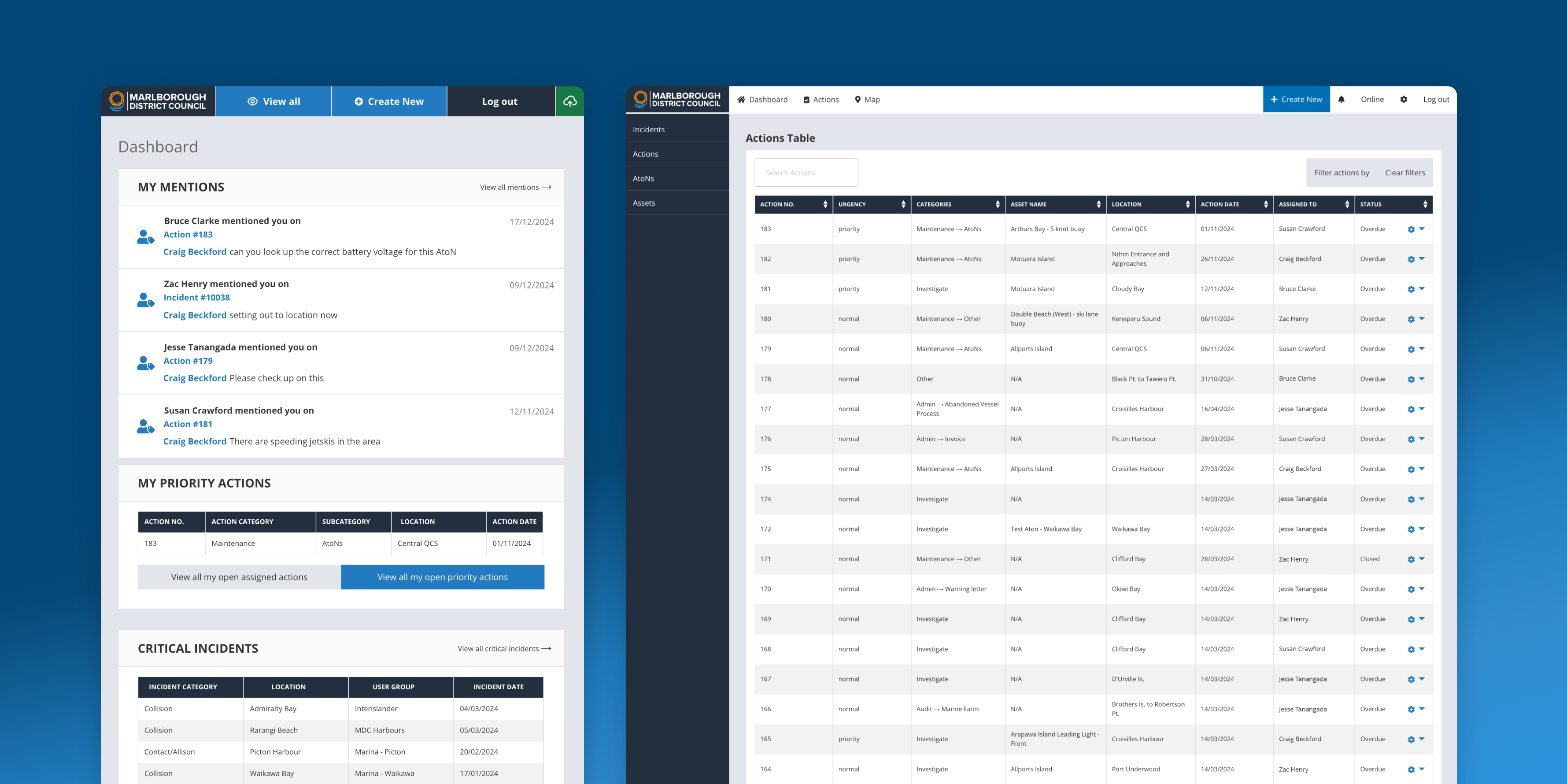 Screenshot of Safe Harbours platform
