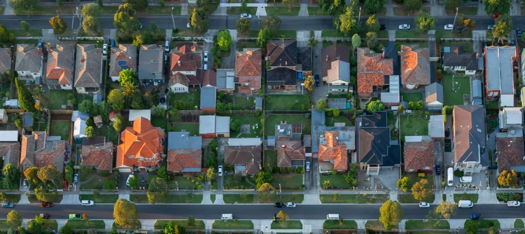 Top view of houses for solar initiative